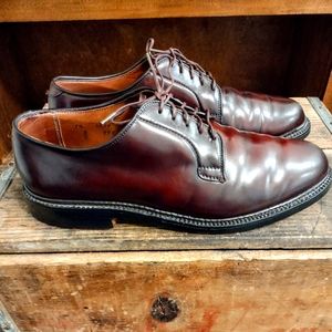 VINTAGE ALDEN 990 MENS 7 1/2 B/D SHELL CORDOVAN PLAIN TOE BLUCHER DRESS SHOES